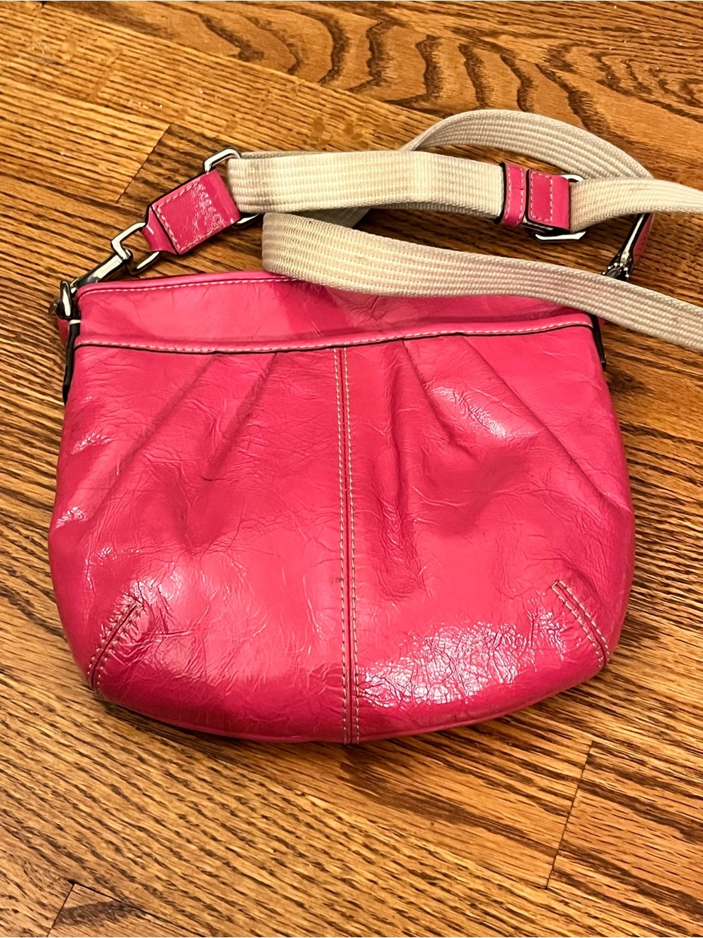 Coach Small Pink Coated Canvas Crossbody Shoulder Bag with COA